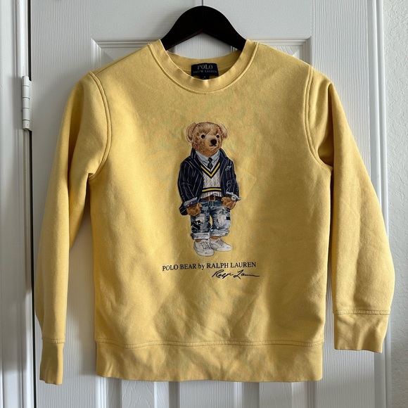 Polo Ralph Lauren Other - Polo Bear By Ralph Lauren Yellow Fleece Sweatshirt- Size M (10-12)